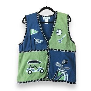 Vintage Mandal Bay Golf Sweater Vest Green Blue Colorblock Size XL